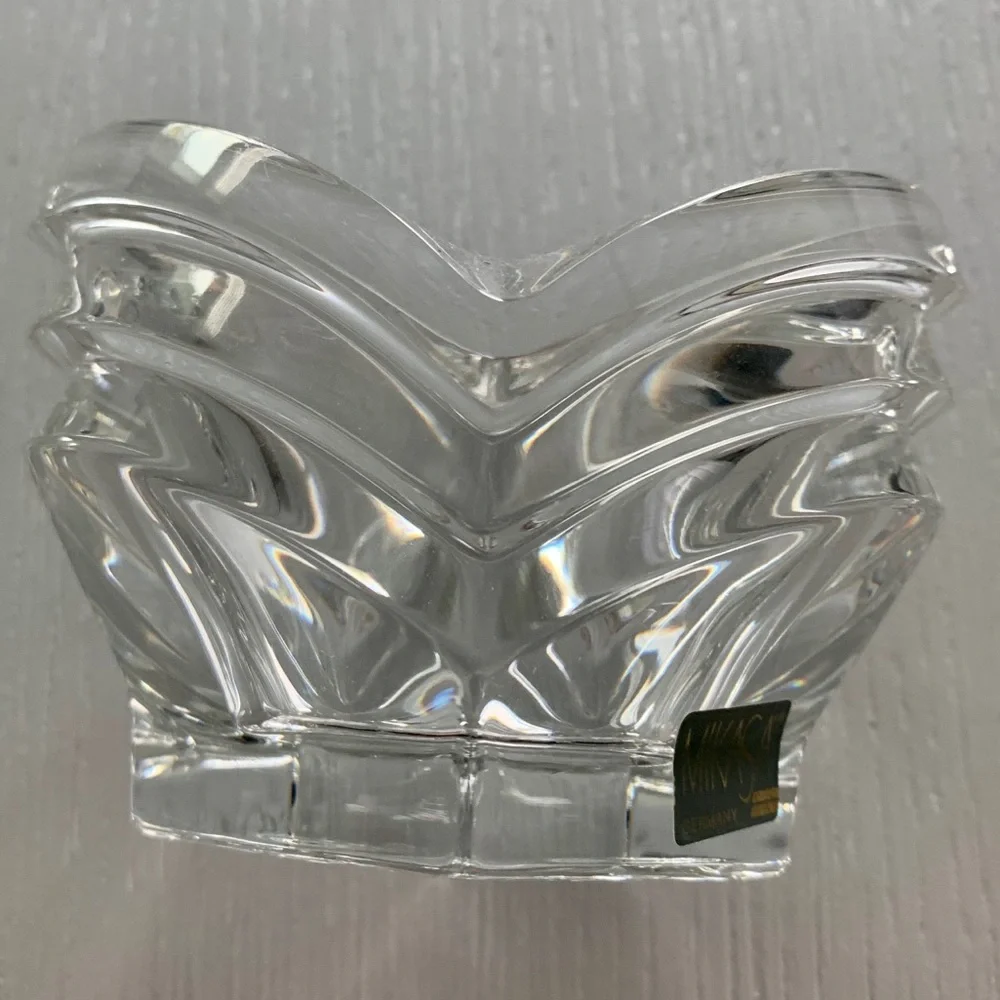 Set of 2 Mikasa Crystal Art Deco Candle Holders circa.  1980s